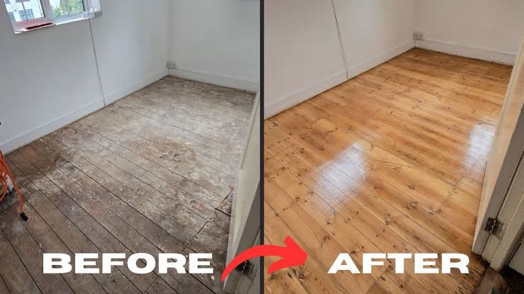 Floor preparation detail before plank flooring installation