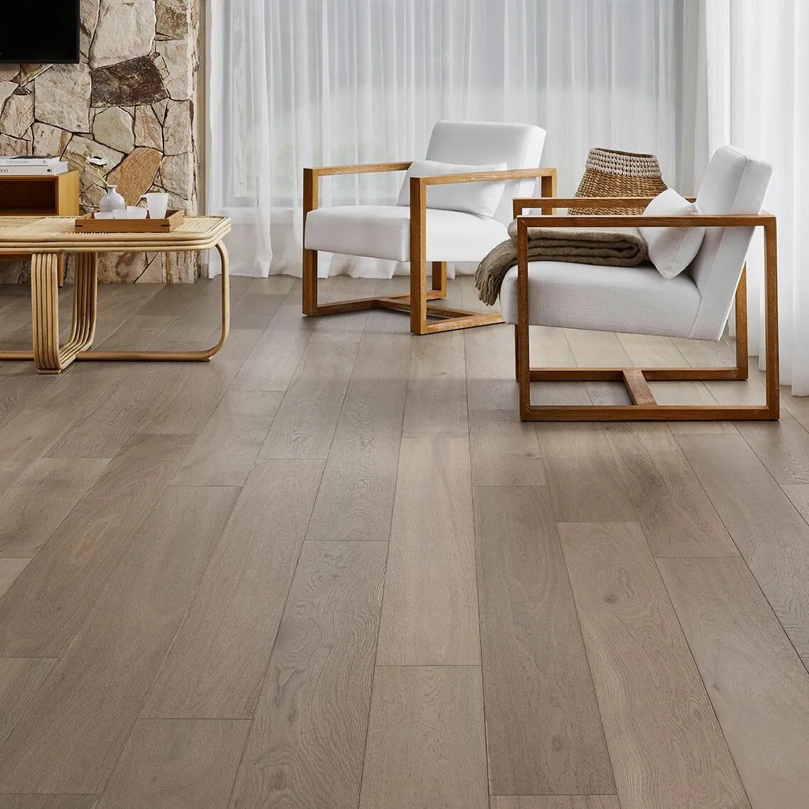 Engineered oak board sample showing real timber grain